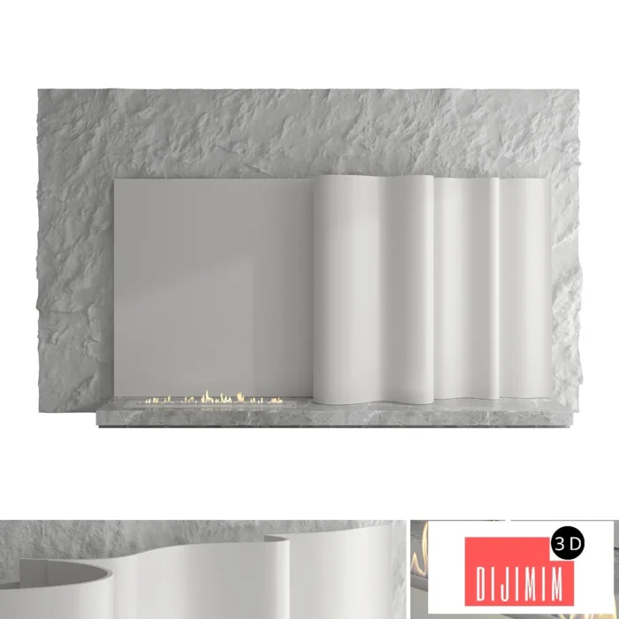 Decorative wall with fireplace set 58 - Görsel 1