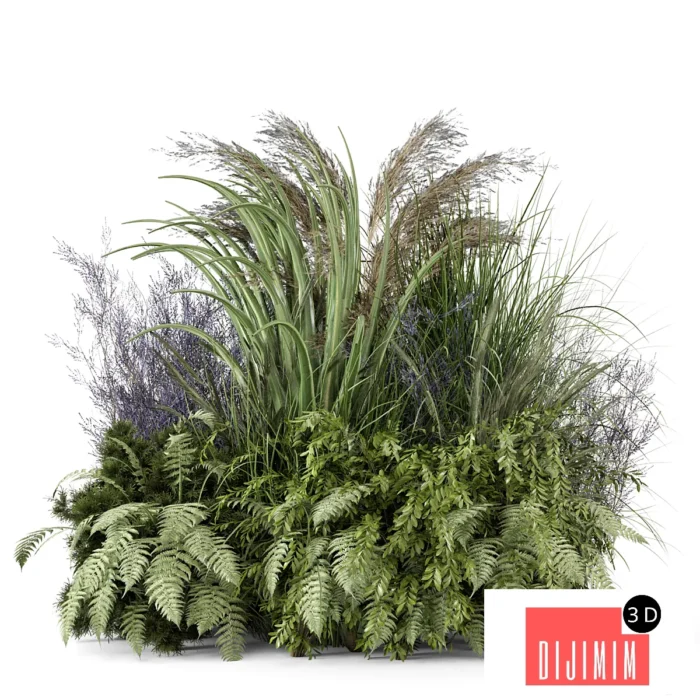 Outdoor Plants Bush -Bush Set 2303 - Görsel 1