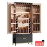 Modern Wine cabinet with dishes and glasses 03