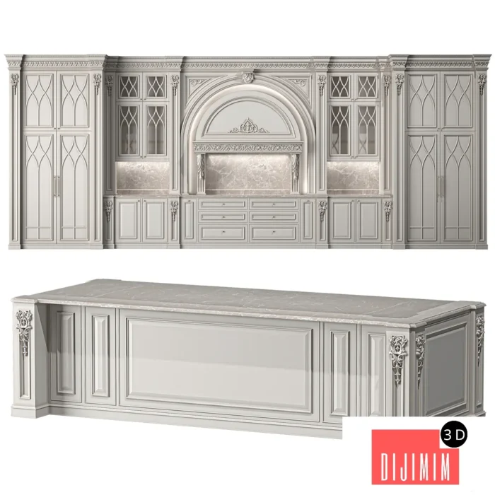 blk wood classical kitchen art 008 - Görsel 1