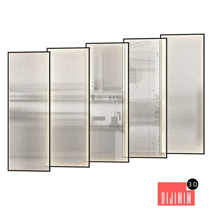 Partitions made of ribbed glass with lighting. - Görsel 1