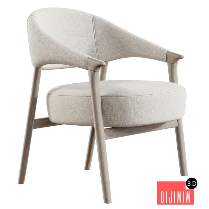 Japandi Accent Chair Armchair - Görsel 1