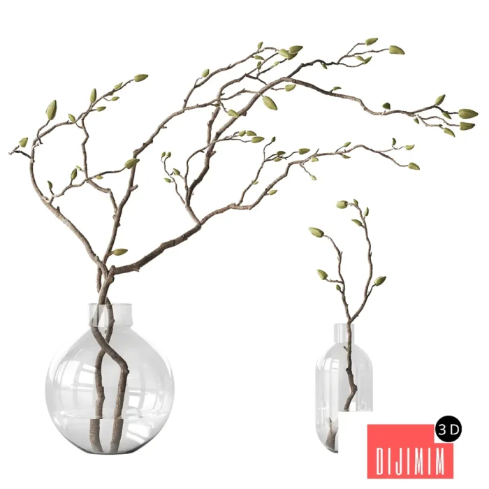 Branches with green buds - Görsel 1