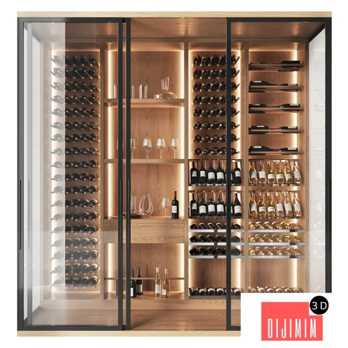 Wine cabinet for a wine library in a restaurant and home - Görsel 1