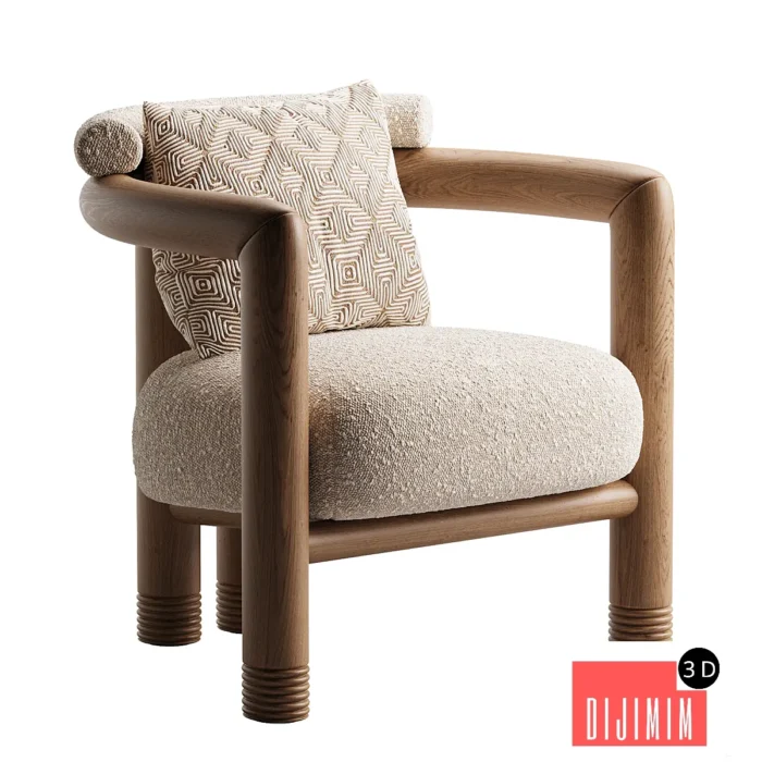 Porto Wood Frame Accent Chair - Görsel 1