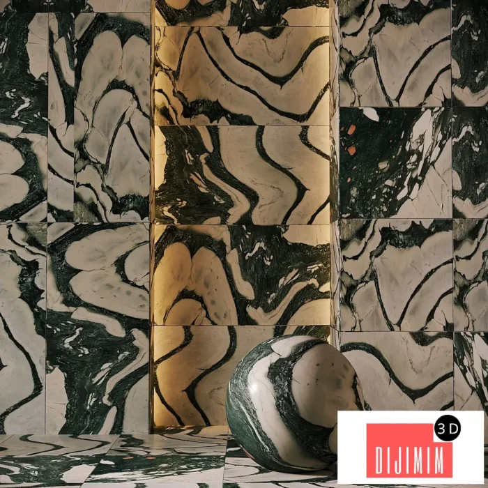 Natural stone Calacatta Picasso / Marble tiles P20 - Görsel 1