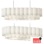 Folia - oval scalloped natural linen pendant